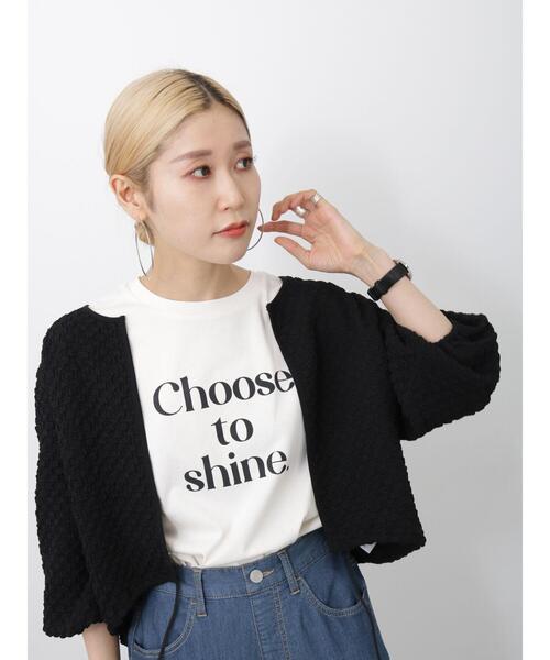 Samansa Mos2 blue（サマンサモスモスブルー）の「ロゴビッグTシャツ（Tシャツ/カットソー・レディース・グリーン/ブラック/オフホワイト/シルバーグレー/ベージュ・F）」の7枚目の写真