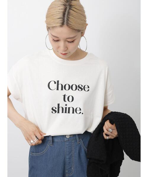 Samansa Mos2 blue（サマンサモスモスブルー）の「ロゴビッグTシャツ（Tシャツ/カットソー・レディース・グリーン/ブラック/オフホワイト/シルバーグレー/ベージュ・F）」の8枚目の写真