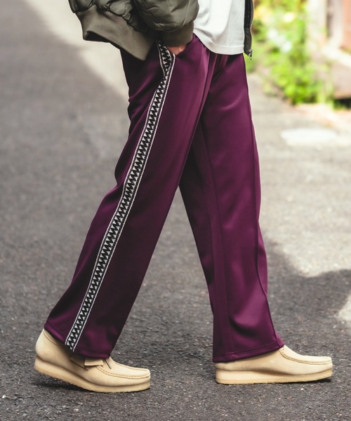 Needles バーガンディ トラックパンツ needles トラックパンツ ネイビー×バーガンディー