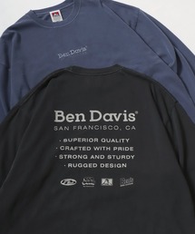 BEN DAVIS/ベンデイビス OVERDYE L/S TEE/オーバーサイズ バックプリント 袖プリント ロゴ ワンポイント刺繍&プリント ロングスリーブTシャツ/ロンT