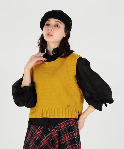 To b. by agnes b.（トゥービーバイアニエスベー）の「WU63 PULLOVER クルーネックミニべスト（ベスト・レディース・イエロー系その他・FREE）」の2枚目の写真