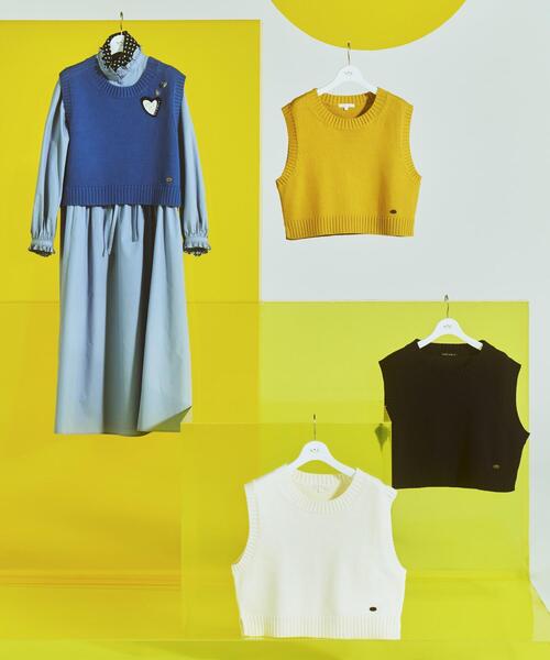 To b. by agnes b.（トゥービーバイアニエスベー）の「WU63 PULLOVER クルーネックミニべスト（ベスト・レディース・イエロー系その他・FREE）」の3枚目の写真
