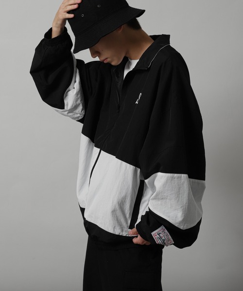 【ZIP FIVE】 ワンポイント ロゴ 刺繍 切替 ナイロン ジャケット（ナイロンジャケット）｜ZIP FIVE（ジップファイブ）