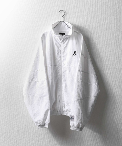   ロゴ刺繍 ジップアップナイロンジャケット/M セール】【ZIP FIVE】 ワンポイント ロゴ 刺繍 切替 ナイロン