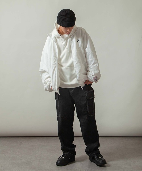 ZIP FIVE（ジップファイブ）の「【ZIP FIVE】 ワンポイント ロゴ 刺繍 切替 ナイロン ジャケット（ナイロンジャケット・メンズ・ブラック系/ワイン/ブラック×グリーン/ブラック/ホワイト/ブラック×ホワイト・X-LARGE/MEDIUM/LARGE）」の11枚目の写真