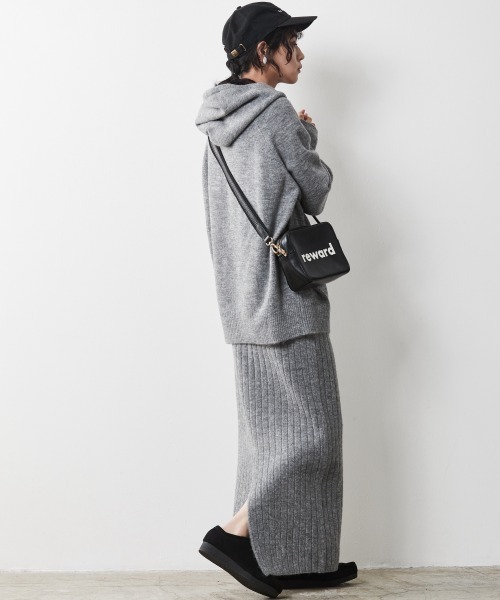 CHIC STYLE(シックスタイル)の「<大きいサイズ>ワイドリブニットロングスカート シックスタイル(スカート・レディース・ブラック/グレー/モカ・L/LL/3L/4L/5L)」の15枚目の写真