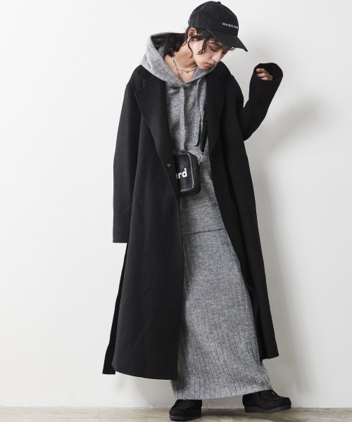 CHIC STYLE(シックスタイル)の「<大きいサイズ>ワイドリブニットロングスカート シックスタイル(スカート・レディース・ブラック/グレー/モカ・L/LL/3L/4L/5L)」の17枚目の写真