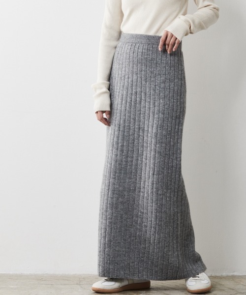 CHIC STYLE(シックスタイル)の「<大きいサイズ>ワイドリブニットロングスカート シックスタイル(スカート・レディース・ブラック/グレー/モカ・L/LL/3L/4L/5L)」の8枚目の写真
