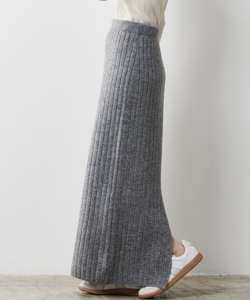 CHIC STYLE(シックスタイル)の「<大きいサイズ>ワイドリブニットロングスカート シックスタイル(スカート・レディース・ブラック/グレー/モカ・L/LL/3L/4L/5L)」の9枚目の写真