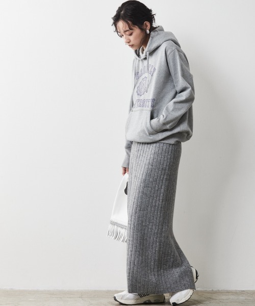 CHIC STYLE(シックスタイル)の「<大きいサイズ>ワイドリブニットロングスカート シックスタイル(スカート・レディース・ブラック/グレー/モカ・L/LL/3L/4L/5L)」の19枚目の写真
