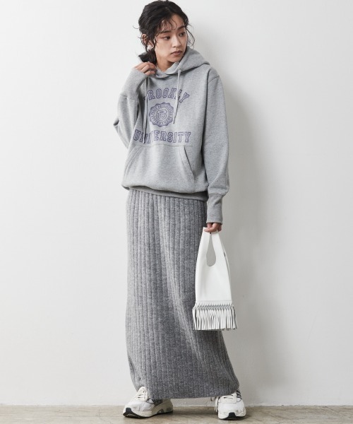 CHIC STYLE(シックスタイル)の「<大きいサイズ>ワイドリブニットロングスカート シックスタイル(スカート・レディース・ブラック/グレー/モカ・L/LL/3L/4L/5L)」の11枚目の写真