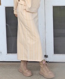 BILLABONG レディース 【CHILLWEAR】 CUT VELOURS LONG SKIRT ロングスカート 【2023年秋冬モデル】/ビラボンセットアップ対応ベロアランダムストライプロングスカート