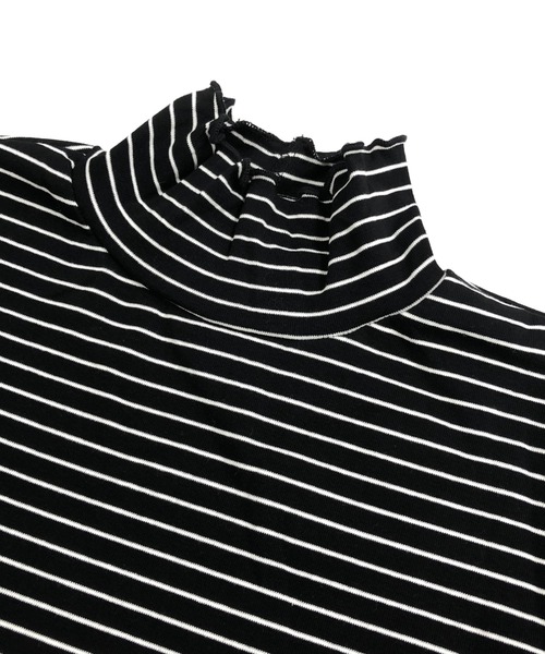 SHEENA(シーナ)の「ボーダーハイネックストレッチプルオーバー(Tシャツ/カットソー・レディース・ベージュ/ホワイト/ブラック/ブラウン・M)」の6枚目の写真