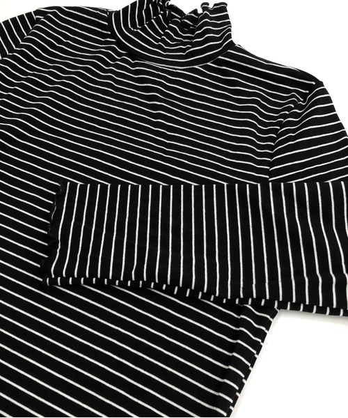 SHEENA(シーナ)の「ボーダーハイネックストレッチプルオーバー(Tシャツ/カットソー・レディース・ベージュ/ホワイト/ブラック/ブラウン・M)」の10枚目の写真