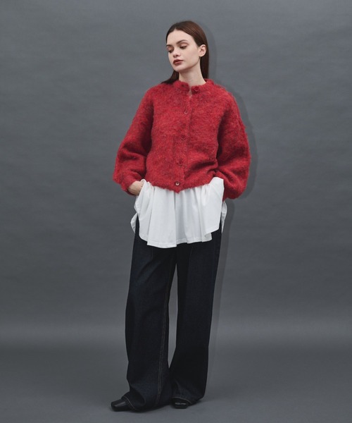 Shelly island（シェリーアイランド）の「モヘアタッチMIXカラープルオーバー/カーディガン（ニット/セーター・レディース・レッド/ベージュ/ダークグレー/ピンク・FREE）」の13枚目の写真