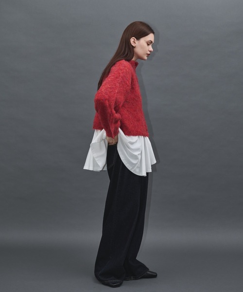 Shelly island（シェリーアイランド）の「モヘアタッチMIXカラープルオーバー/カーディガン（ニット/セーター・レディース・レッド/ベージュ/ダークグレー/ピンク・FREE）」の14枚目の写真