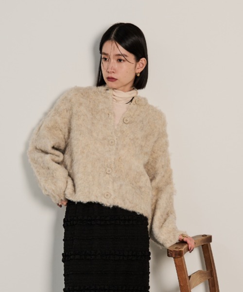 Shelly island（シェリーアイランド）の「モヘアタッチMIXカラープルオーバー/カーディガン（ニット/セーター・レディース・レッド/ベージュ/ダークグレー/ピンク・FREE）」の16枚目の写真