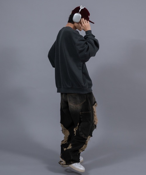 Perushu（ペルーシュ）の「立体刺繍ピグメントスウェット（スウェット・メンズ・杢グレー/ブラック/モスグリーン/ピンク・LARGE/MEDIUM）」の7枚目の写真