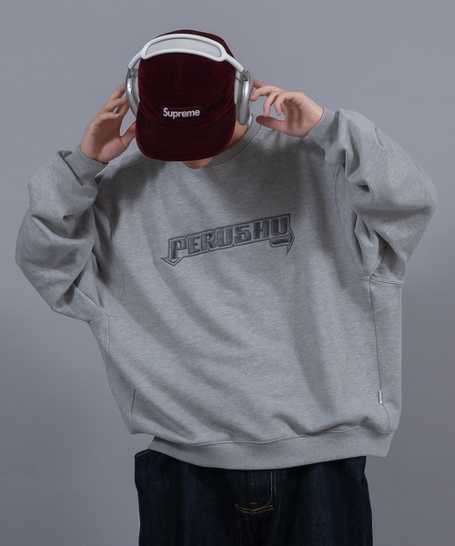 Perushu（ペルーシュ）の「立体刺繍ピグメントスウェット（スウェット・メンズ・杢グレー/ブラック/モスグリーン/ピンク・LARGE/MEDIUM）」の21枚目の写真