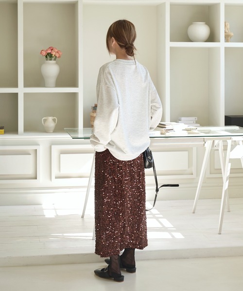 UNE MANSION（ユヌマンション）の「スパンコールキラキララメ加工スリットロングスカート（スカート・レディース・ブラック/シルバー/ブラウン・FREE）」の21枚目の写真
