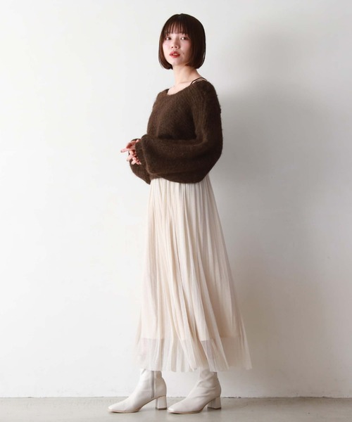 archives（アルシーヴ）の「ラメチュールプリーツSK（スカート・レディース・ネイビー/ブラック/アイボリー/グレイッシュベージュ・MEDIUM）」の11枚目の写真