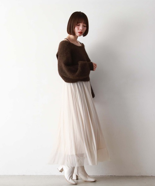 archives（アルシーヴ）の「ラメチュールプリーツSK（スカート・レディース・ネイビー/ブラック/アイボリー/グレイッシュベージュ・MEDIUM）」の13枚目の写真