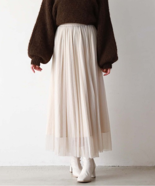 archives（アルシーヴ）の「ラメチュールプリーツSK（スカート・レディース・ネイビー/ブラック/アイボリー/グレイッシュベージュ・MEDIUM）」の5枚目の写真