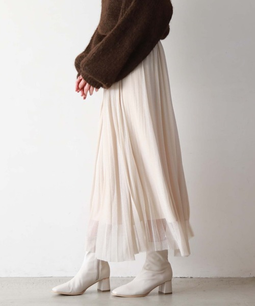 archives（アルシーヴ）の「ラメチュールプリーツSK（スカート・レディース・ネイビー/ブラック/アイボリー/グレイッシュベージュ・MEDIUM）」の6枚目の写真