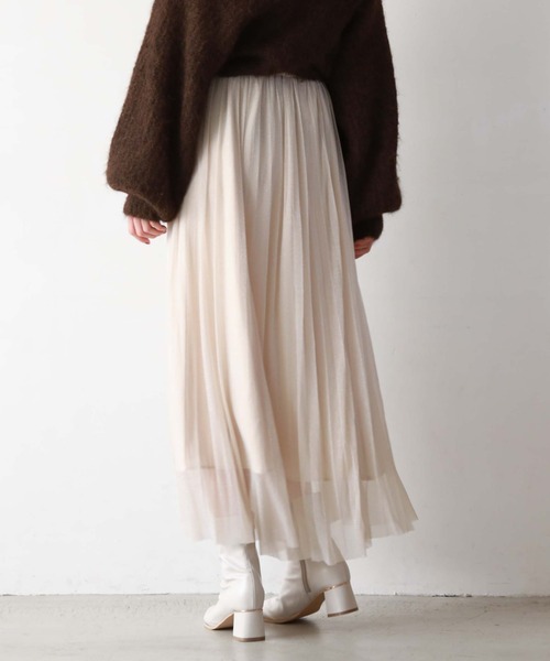 archives（アルシーヴ）の「ラメチュールプリーツSK（スカート・レディース・ネイビー/ブラック/アイボリー/グレイッシュベージュ・MEDIUM）」の7枚目の写真