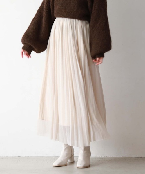 archives（アルシーヴ）の「ラメチュールプリーツSK（スカート・レディース・ネイビー/ブラック/アイボリー/グレイッシュベージュ・MEDIUM）」の8枚目の写真