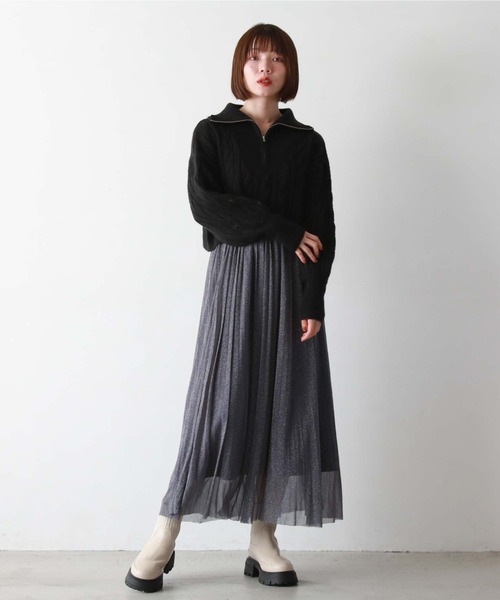 archives（アルシーヴ）の「ラメチュールプリーツSK（スカート・レディース・ネイビー/ブラック/アイボリー/グレイッシュベージュ・MEDIUM）」の20枚目の写真