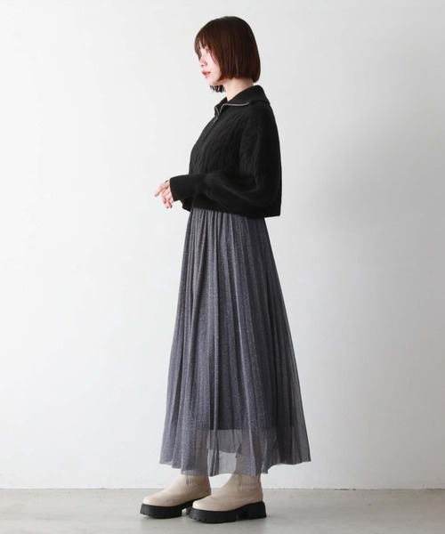 archives（アルシーヴ）の「ラメチュールプリーツSK（スカート・レディース・ネイビー/ブラック/アイボリー/グレイッシュベージュ・MEDIUM）」の22枚目の写真