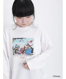 Samansa Mos2 | 【Disney】ミッキー/転写プリントロングTシャツ(Tシャツ/カットソー)