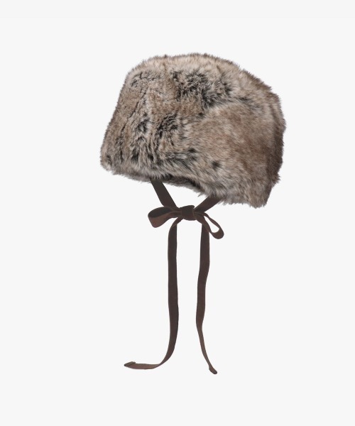 OVERRIDE（オーバーライド）の「OVERRIDE  RIBBON FAKEFUR TOQUE SGP（ハット・レディース・ブラウン/ホワイト・58cm）」の2枚目の写真