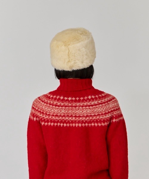 OVERRIDE（オーバーライド）の「OVERRIDE  RIBBON FAKEFUR TOQUE SGP（ハット・レディース・ブラウン/ホワイト・58cm）」の7枚目の写真