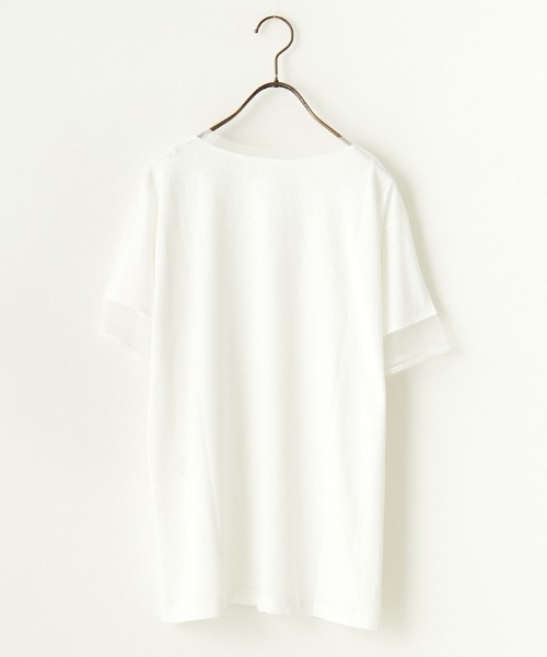 By/m（バイエム）の「[By/m/バイエム] シアー切り替え ショートスリーブＴシャツ（Tシャツ/カットソー・レディース・ライトグレー/オフホワイト/ブラック・F）」の15枚目の写真