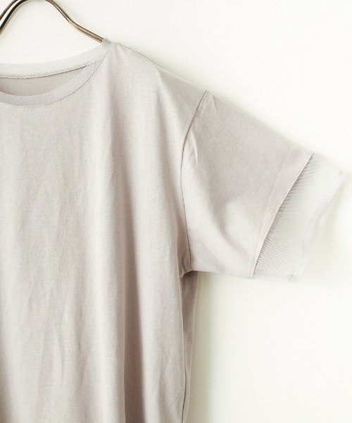 By/m（バイエム）の「[By/m/バイエム] シアー切り替え ショートスリーブＴシャツ（Tシャツ/カットソー・レディース・ライトグレー/オフホワイト/ブラック・F）」の18枚目の写真