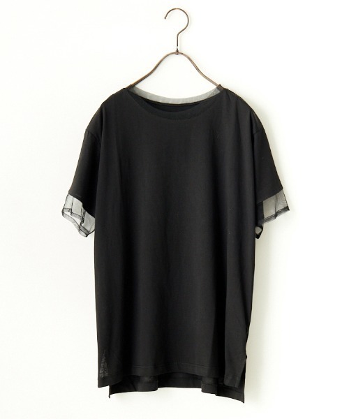 By/m（バイエム）の「[By/m/バイエム] シアー切り替え ショートスリーブＴシャツ（Tシャツ/カットソー・レディース・ライトグレー/オフホワイト/ブラック・F）」の16枚目の写真
