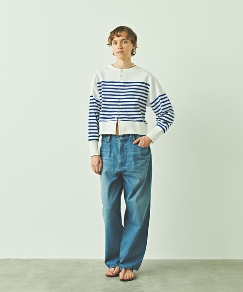 kha:ki（カーキ）の「「KHA:KI/カーキ」パネルボーダー11ボタンカーディガン（カーディガン/ボレロ・レディース・ホワイト×ブルー・1）」の8枚目の写真