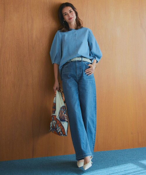 23区（ニジュウサンク）の「【Oggi4月号掲載/洗える】23区DENIM ライトダンガリー ブラウス（シャツ/ブラウス・レディース・ターコイズブルー系/スカイブルー系・38）」の7枚目の写真