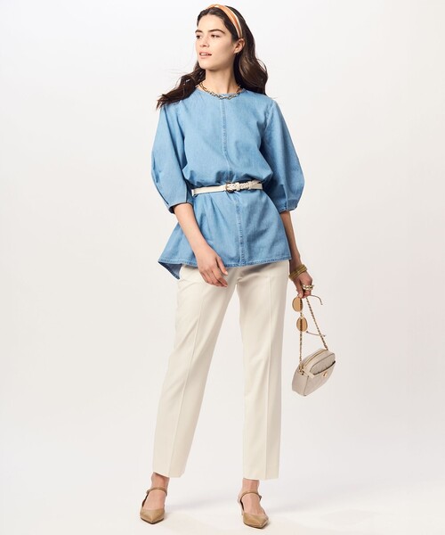 23区（ニジュウサンク）の「【Oggi4月号掲載/洗える】23区DENIM ライトダンガリー ブラウス（シャツ/ブラウス・レディース・ターコイズブルー系/スカイブルー系・38）」の9枚目の写真