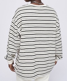 aimoha outdoor ユニセックス　オーバーサイズロゴボーダーTシャツ