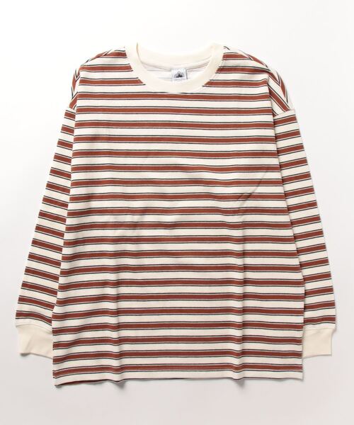 aimoha(アイモハ)の「aimoha outdoor ユニセックス オーバーサイズロゴボーダーTシャツ(Tシャツ/カットソー・レディース・レッド/ベージュ/ネイビー・LARGE/X-LARGE/MEDIUM)」の8枚目の写真