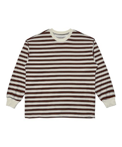 aimoha(アイモハ)の「aimoha outdoor ユニセックス オーバーサイズロゴボーダーTシャツ(Tシャツ/カットソー・レディース・レッド/ベージュ/ネイビー・LARGE/X-LARGE/MEDIUM)」の5枚目の写真