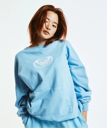 PLANET RING PULLOVER/ロキシーワンポイントブランドロゴルーズフィットクルーネックスウェットトレーナー