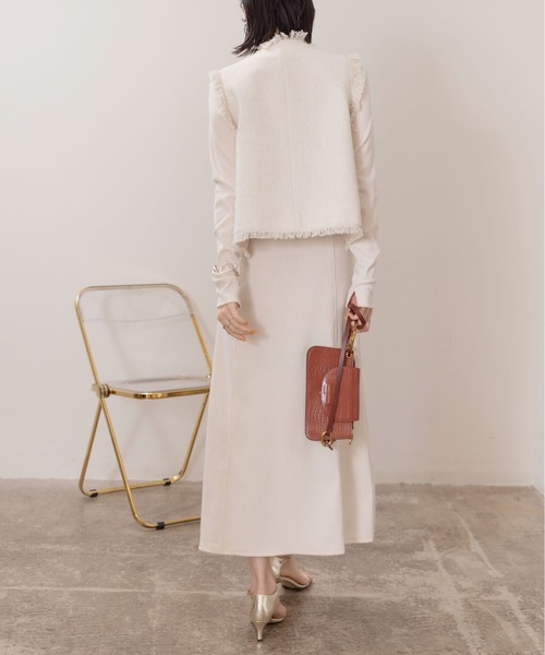 Eimee Law（エイミーロウ）の「フリンジツィードジレ（ベスト・レディース・ブラック/アイボリー/ブラック×ホワイト・38）」の5枚目の写真