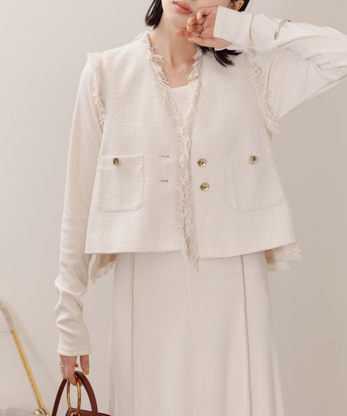 新品 タグ付！エイミーロウ ツィード MIXボタンベストジレ