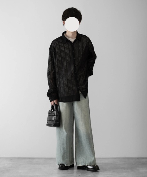 RUUBON】jacquard lace sheer shirt / ジャガード レース シアー