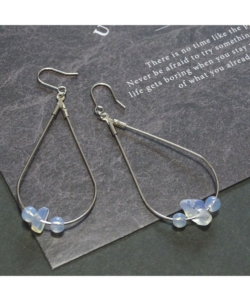 ピアス No.3700 soill】天然石と雫の揺れるおしゃれピアス（ピアス（両 