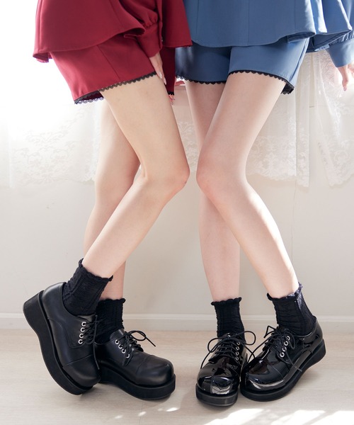DearMyLove(ディアマイラブ)の「3cmor5cm厚底レースアップおでこパンプス(パンプス・レディース・ブラック/ブラック系その他/ブラック×ブラック/ブラック系その他2・23cm/22.5cm/24cm/24.5cm/21.5cm/22cm)」の15枚目の写真